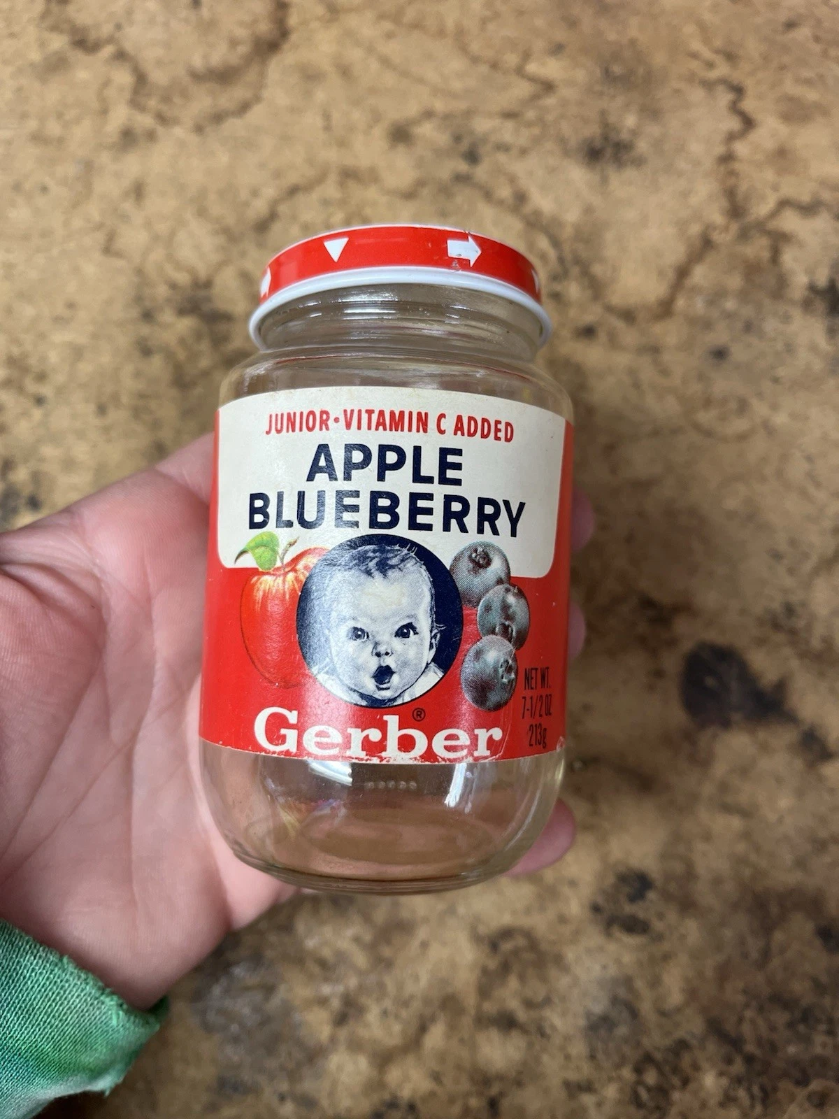Vntg EMPTY 1980s Gerber Baby Food Jar Junior Apple Blueberry Prop 7 1/2 Oz HTF
Opens in a new window