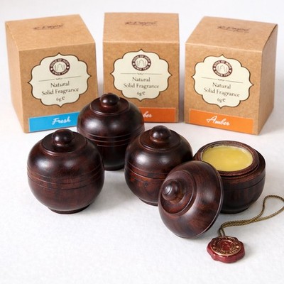 Duftcreme im  Holz-Tiegel 100% Natur Sandelholz  Patchouli  Parfum Cremeparfum