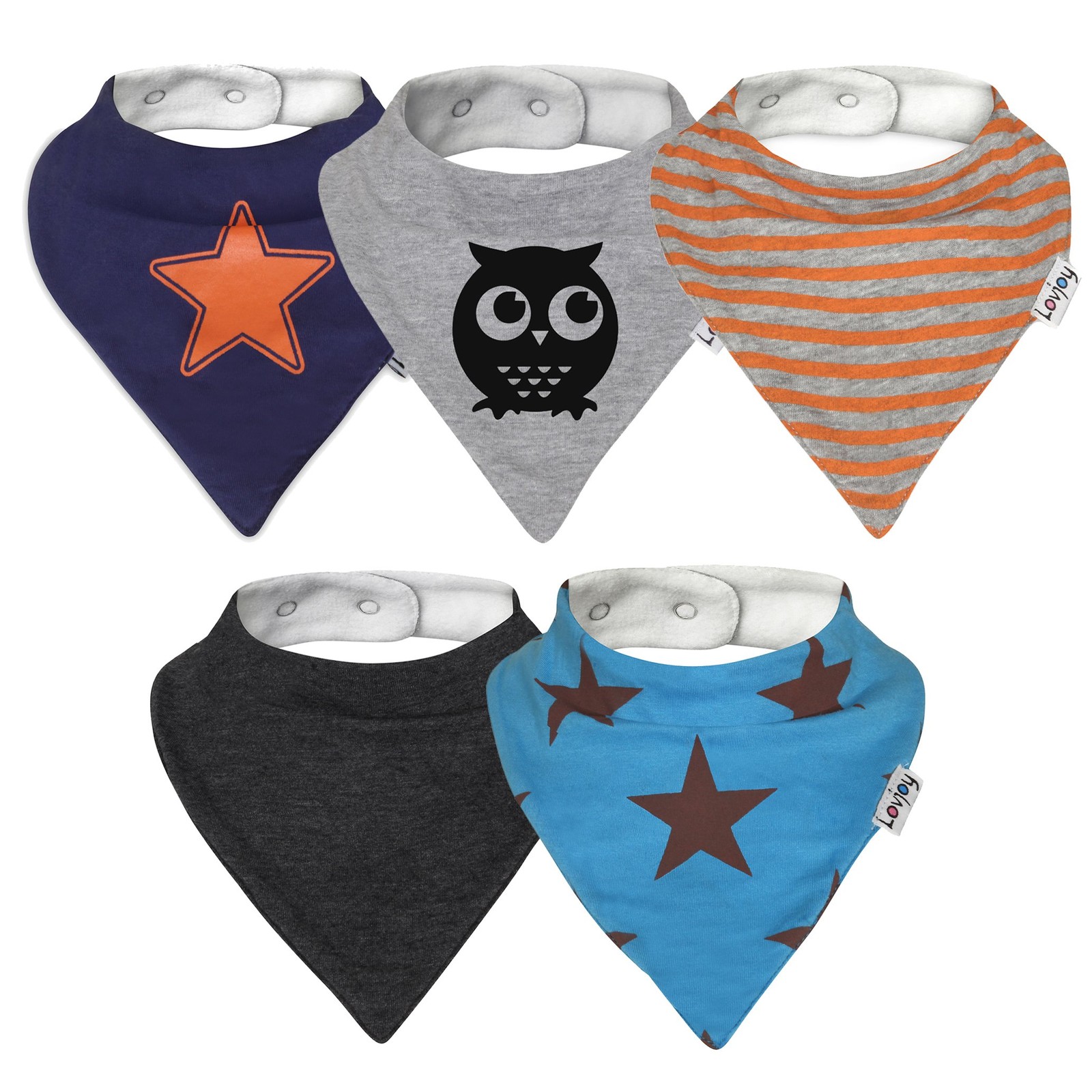 Bandana bébé bavoir 5 pièces coton absorbant doublure étanche
