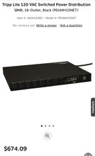Tripp Lite PDUMH15ATNET PDU 120V 12A 8 Outlets Horizontal FREE SHIPPING