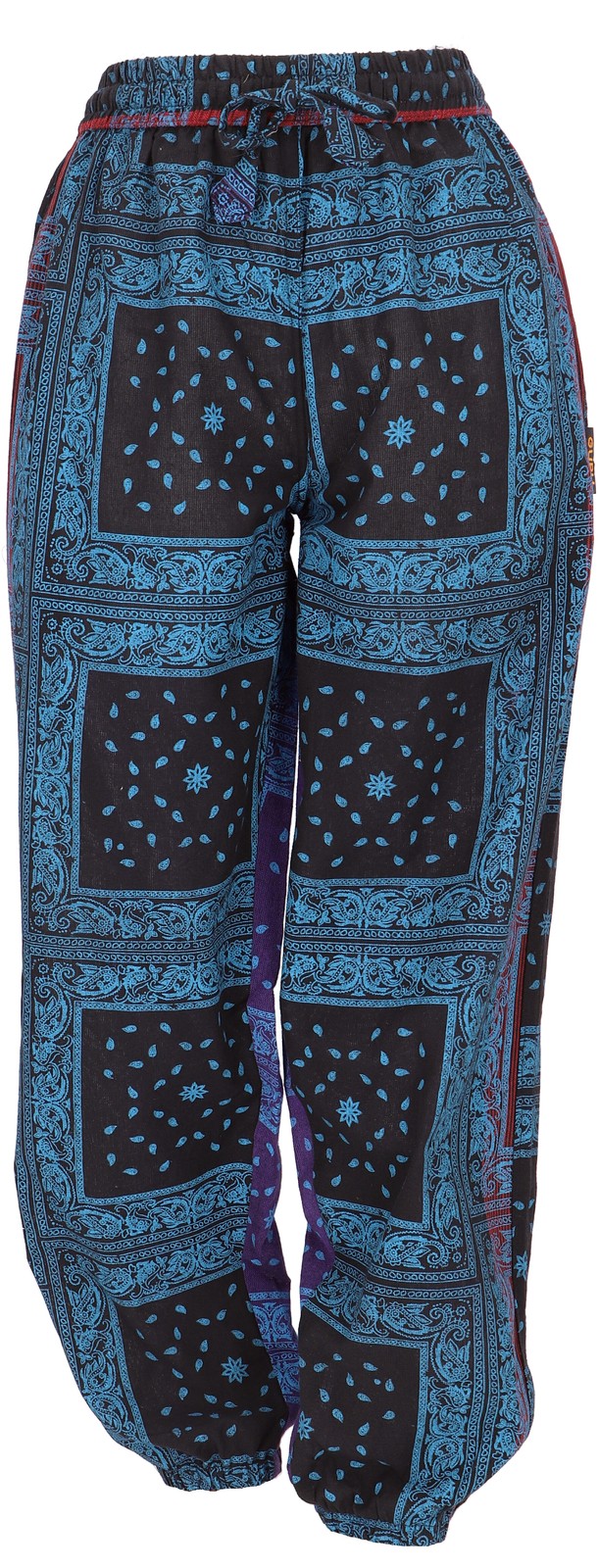 Luftige Aladinhose, Boho Baumwollhose, bedruckte Pluderhose, Yogahose - blau