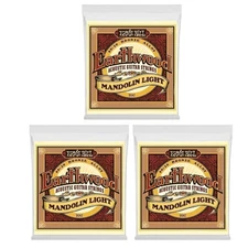 Ernie Ball Mandolin Strings Earthwood 80/20 Bronze 2067 Light 3 Pack