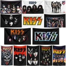 Kiss Heavy Metal Rock Band Flag Banner Wall Hanging Tapestry + Brass Grommets
