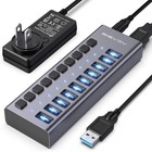Acasis 10Gbps USB 3.2 Hub 10 Port On/Off Switch with AC Power Adapter for Laptop