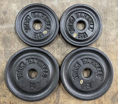 York Milo-style Barbell Weight Plates, 2.5 lb & 5 lb standard 1'', 15 lb total