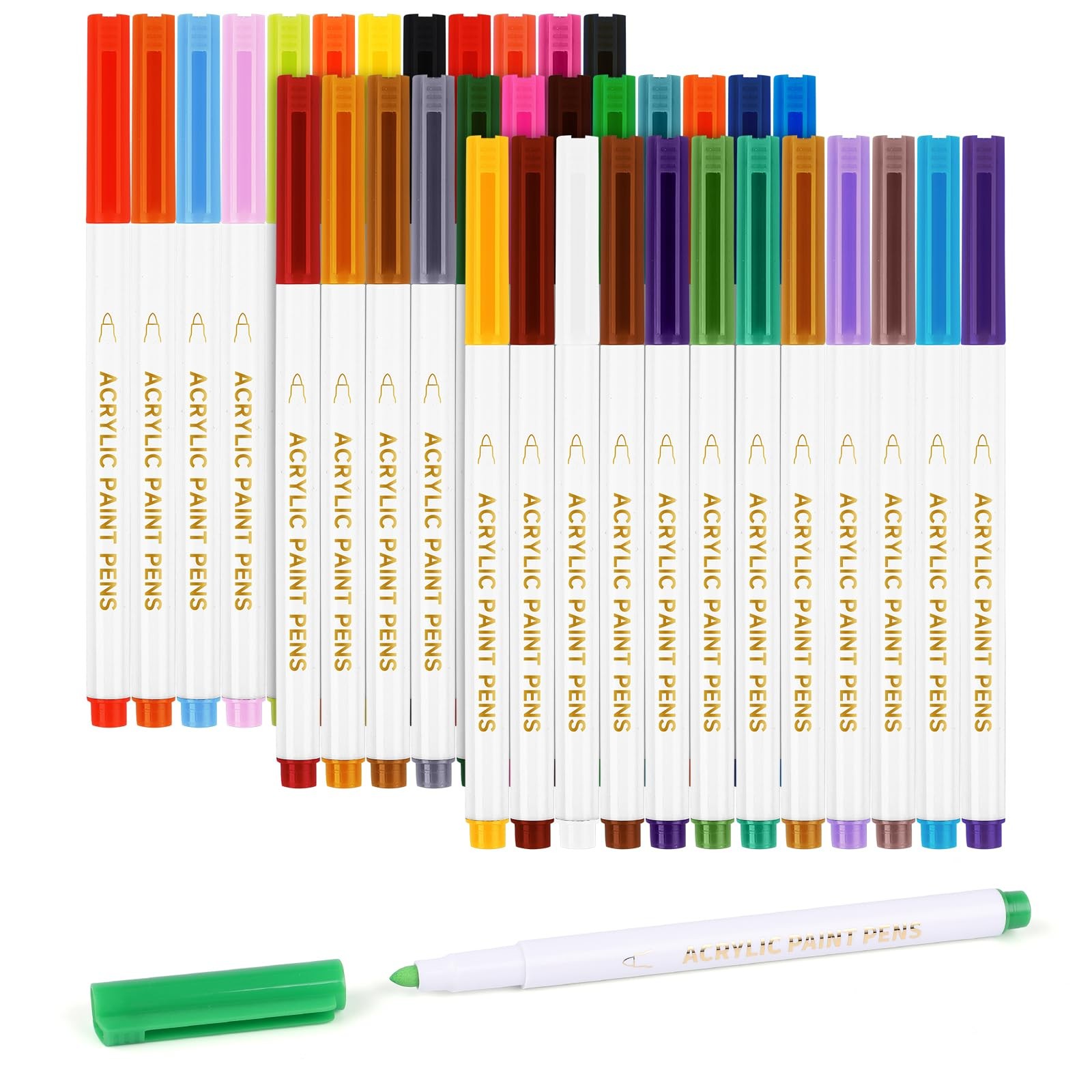 36 Colors Wet Erase Markers, 1-5mm Fine Tip, Low Odor, White