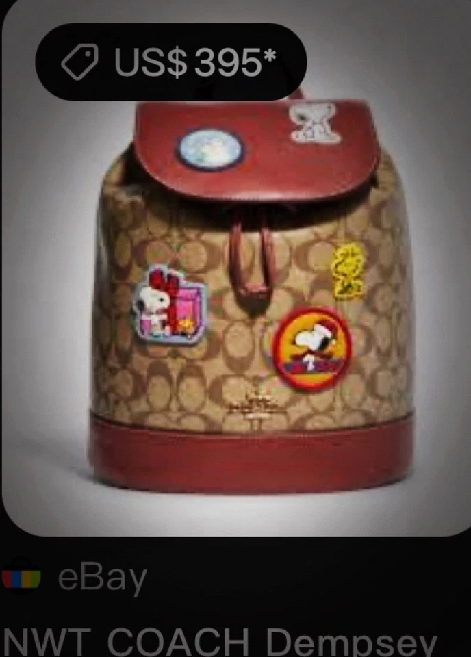 Coach Peanuts Snoopy Backpack $698 brown Leather Backpack with Cartoon Patches - Image 4 of 4
