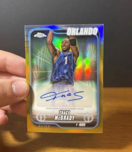 2024-2025 Topps Chrome Tracy McGrady Gold 1/50 !!AUTO!! TRIKOTNUMMER!!