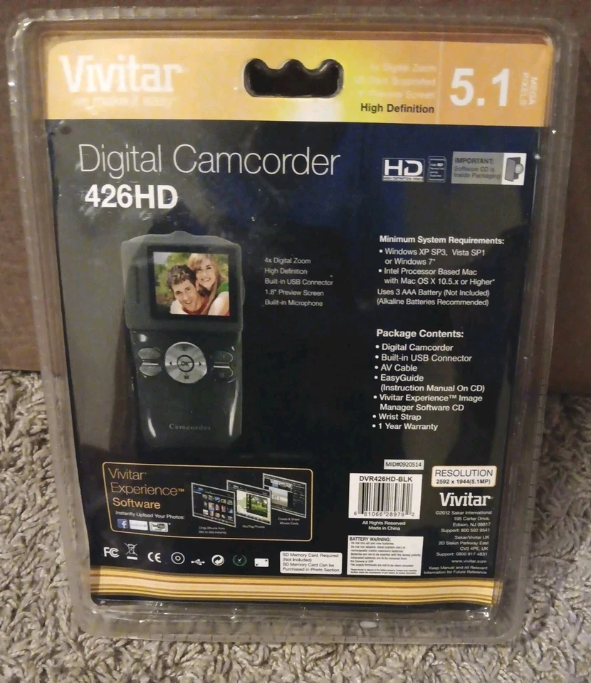 Vivitar DVR 426HD Camcorder - Black SEALED - Image 3 of 4