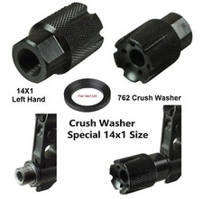 All Steel Low Concussion Muzzle Brake Compensator 14x1 Left Hand Special Washer