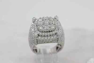 4 Ct Round Cut Moissanite Men's Cluster Engagement Ring Real 925 Sterling Silver
