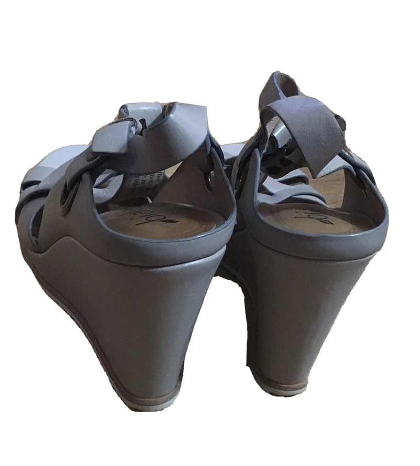 BIALA Wedge Sandals EU 40 US 9 Taupe Ankle Strap Platform Leather Heels Open - Image 3 of 4