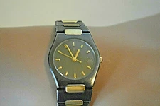 RARE Ladies Concord 18K Gold Gun Metal Black SS Swiss Date Watch w/ Box