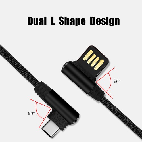 Micro USB Fast Braided 90° Degree Right Angle Data Charging Android Cables - Picture 6 of 7