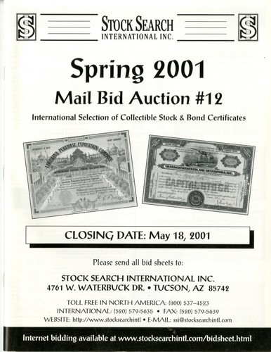 Stock Search International, Spring 2001, Mail Bid Auction #12, FREE SHIPPING