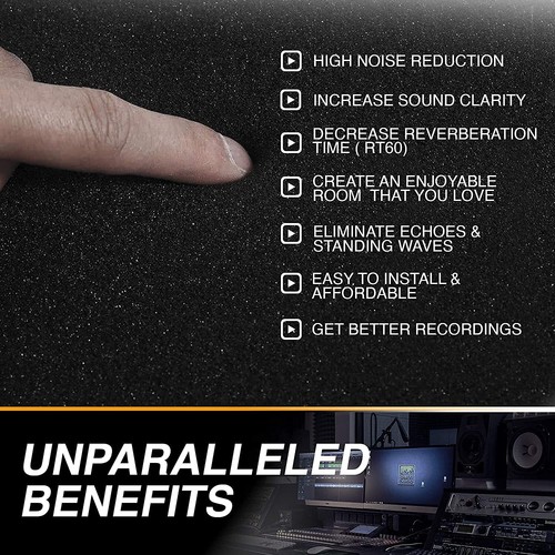 Acoustic Foam Panels 52 Pack 1x12x12" High Density Soundproof Wedges Charcoal - Picture 4 of 6