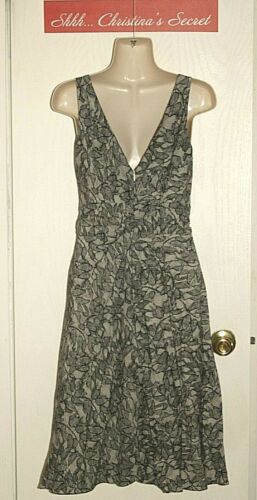 J CREW Dress Sleeveless Black Grey Lined Lace Print A-Line Petite 4P *XLNT+++ - Picture 3 of 7