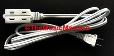 9ft Electric Extension Cord 3 Outlet 2 Prong Electrical AC Power Cable White
