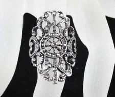 Smokey Austrian Rhinestone Crystal Marcasite Cocktail Ring