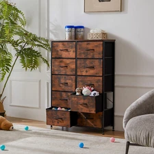 10 Drawers Storage Chest of Drawers with Fabric Bins,Dresser for Bedroom