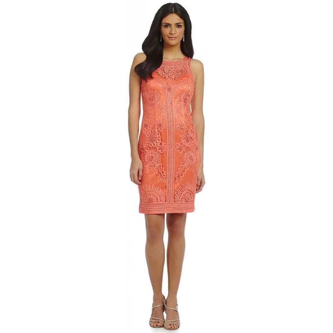 Sue Wong Soutache Lace Sheath Cocktail Dress Orange 4 | eBay Sue Wong Soutache Lace Sheath Cocktail Dress Orange 4 | eBay