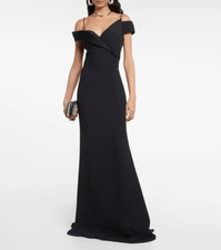 Alexander McQueen Drape Off-The-Shoulder Side Slit Gown