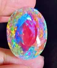 Natural Rainbow Mystic Topaz Oval Cut 68 Ct+ Certified Loose Gemstone