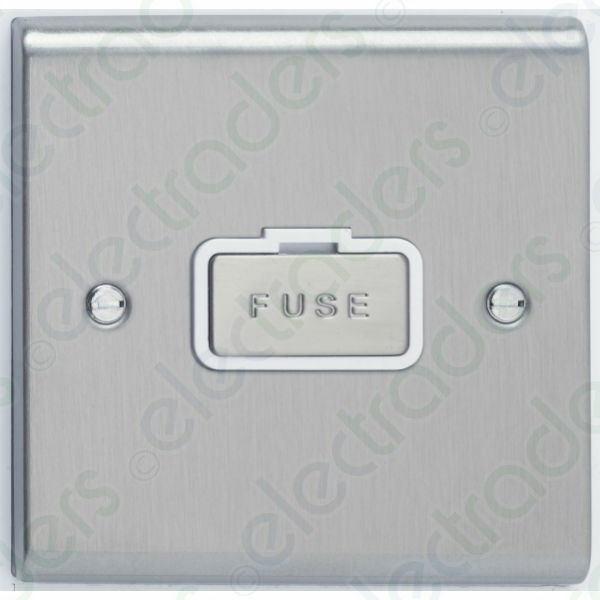 Deta SD1360SCW Unswitched Spur Unit - 13 Amp (Satin Chrome /White Insert)