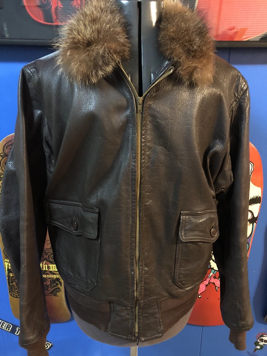 Vintage Bauer USN US Navy G-1 Flight Jacket 55J14 N3835 Coat Bomber Leather