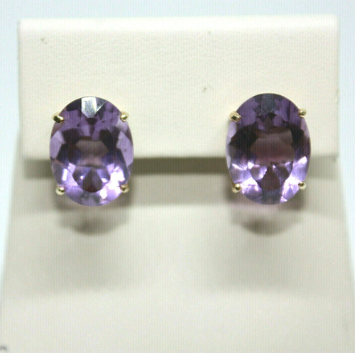 AMETHYST OHRRINGE 14K GELBGOLD OVAL 13X17MM 6,6GR DAMEN PUSH BACK - Bild 4 von 12