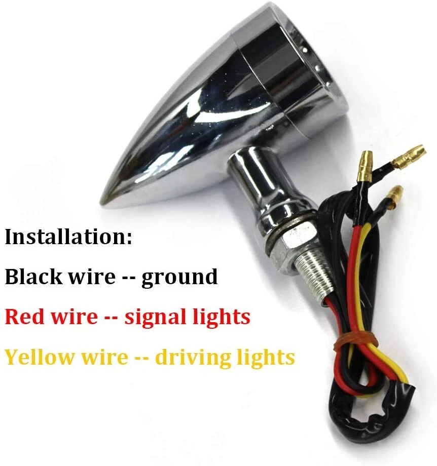 Luz de freno LED de señal de giro cromada para motocicleta Harley Honda Kawasaki Yamaha Foto 2 de 4