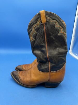 00s tonylama Westernboots leather 刺繍 y2k TONY LAMA BUTTERSCOTCH LEATHER J TOE LIZARD WINGTIP COWBOY BOOTS