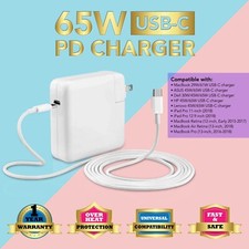 65W USB-C Power Adapter Charger for Apple MacBook Air 13" A1708 M1, 2020-2016 
