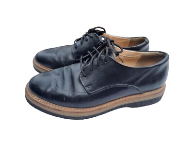 Clarks Lace-Up Leather Flats 39 Black Formal Hipster festival
