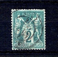 FRANCE STAMP TIMBRE YVERT N° 62 " TYPE SAGE 2c VERT 1876 " OBLITERE TB X496