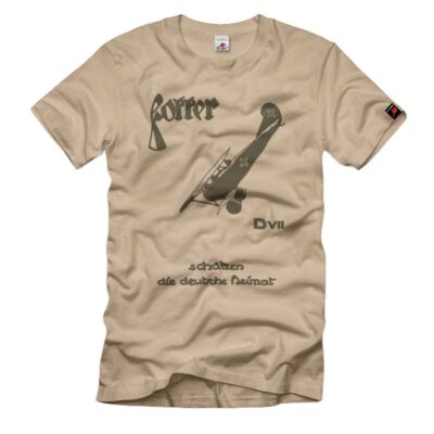 Fokker D VII Doppeldecker Jagd-Flugzeug Plakat T-Shirt#36960