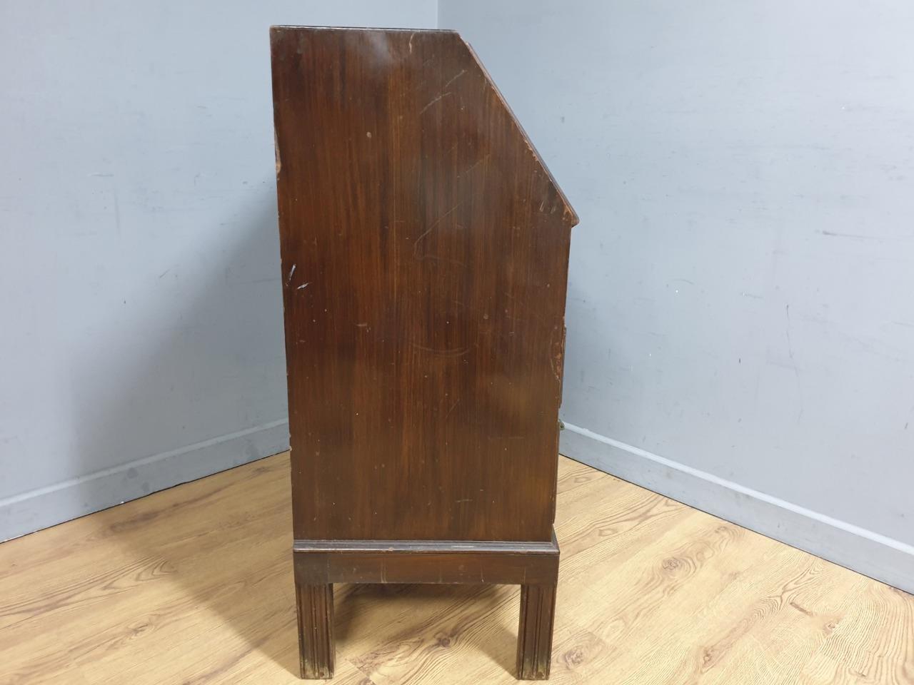 Vintage Distressed Mahogany Writing Bureau Four Drawers Home Office