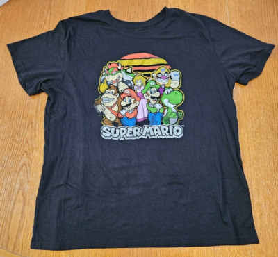 Mad Engine Size 2XL Mario T-Shirt Short Sleeve Black Luigi Bowser Yoshi DK