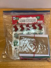 Glitter foam stickers snowflakes/santa/Christmas tree/presents and blank cards
