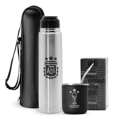 Set Mate & Termo Argentina Campeón AFA TERMO BOMBILLA MATE & Yerba Gift FedEx