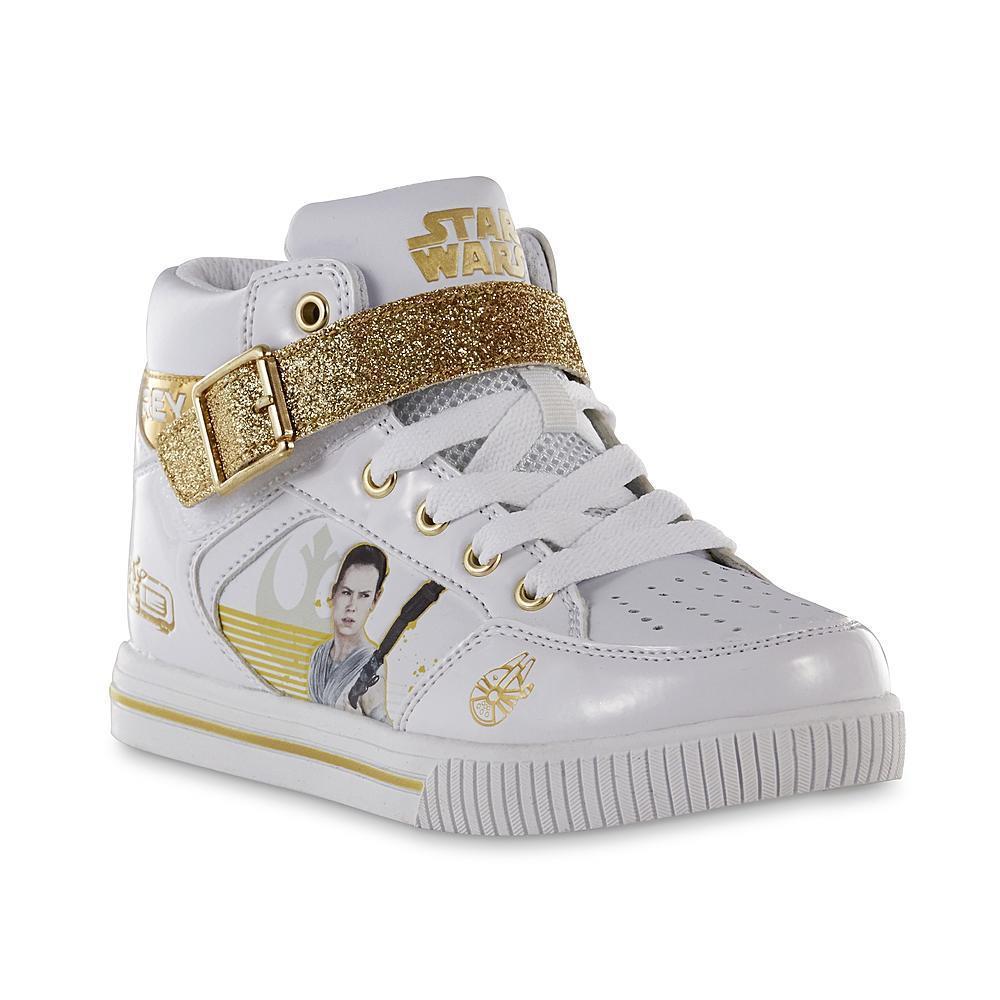 Star Wars Girls Hi-Top Sneakers Rey Force Awakens Gold Glitter