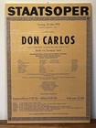 Vtg Staatsoper Wein Opera 1979 Don Carlos Poster 17x24 Rare Giuseppe Verdi