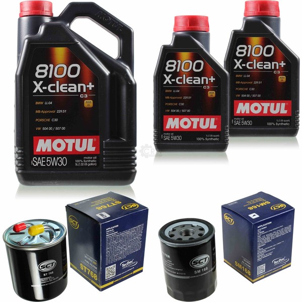 7L Inspektionspaket Set Motul 8100 X-Clean+ 5W-30 MotoröL SCT Filter 11373689-image