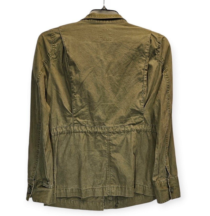 Old Navy Jacket Medium Military Pine Needles Patch Snap Zip Button Green Olive