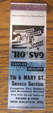 SUNOCO GAS STATION MATCHBOOK COVER: NEW HOLSTEIN, WISCONSIN 1950s MATCHCOVER B23