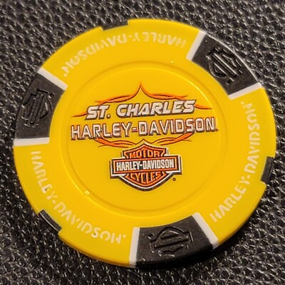 ST. CHARLES HD ~ MISSOURI (Yellow/Black Full Color) Harley Davidson Poker Chip