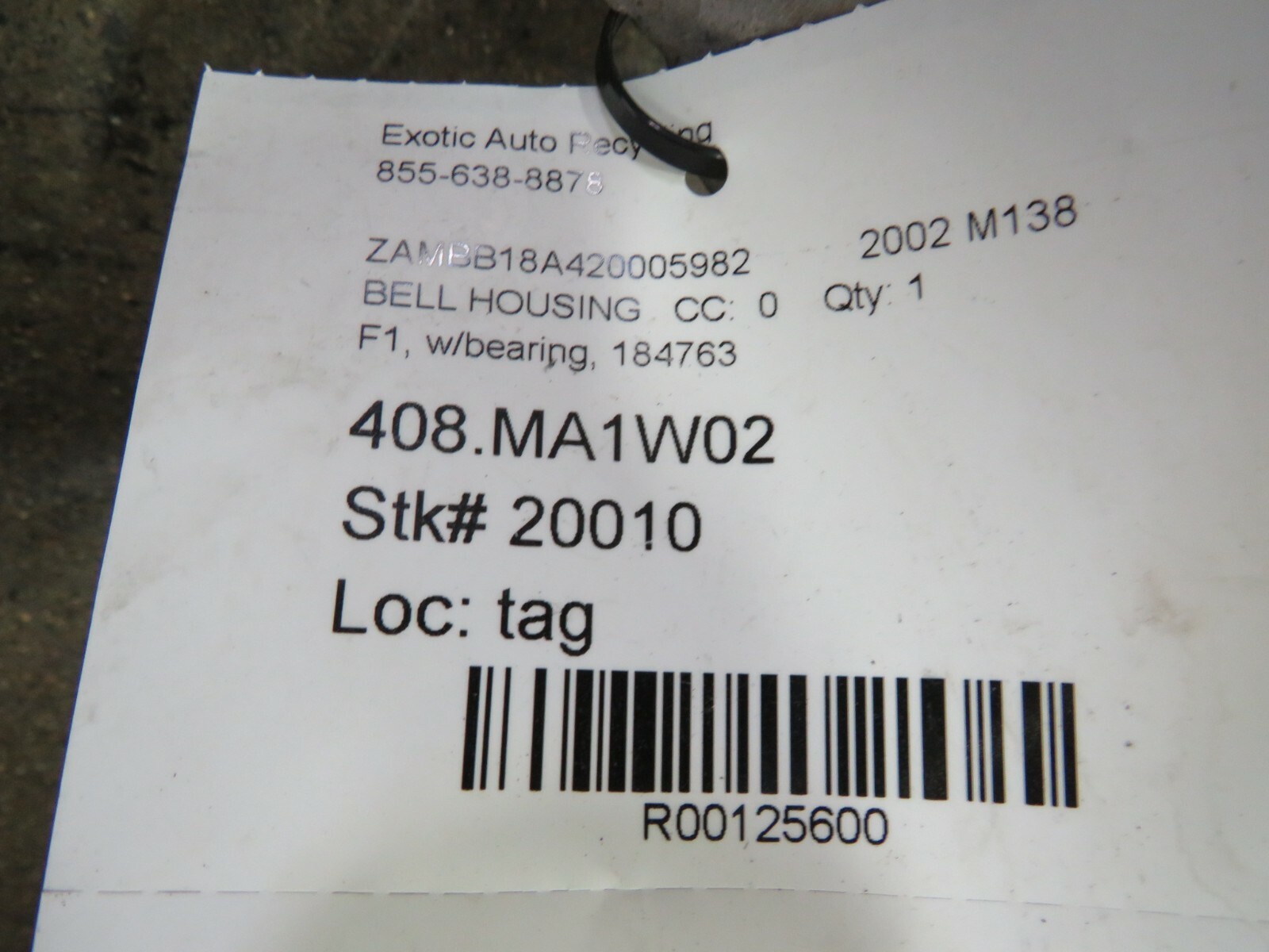 Maserati M138 Spyder, Coupe, F1 Bell Housing, w/ Bearing, Used, P/N 184763