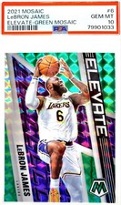 📈 POP 10 PSA 10 LEBRON JAMES GREEN 📈 2021-22 MOSAIC ELEVATE #6 GRADED PRIZM