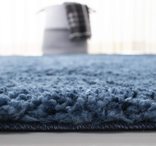 August Shag Runner Rug - 2'3" x 12' Navy Non-Shedding Beauty for High Traffic - Picture 7 of 10