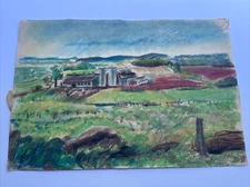 MID CENTURY DRAWING FAMOUS JO CAIN American Antique Wpa REGIONALISM Landscape